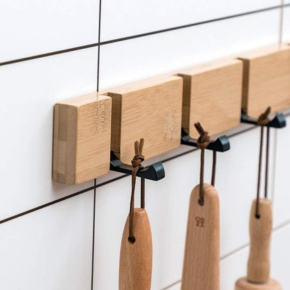 Wandhaken Holz Klappbar 5 Haken Natur 42cm Tragfähig bis 5kg