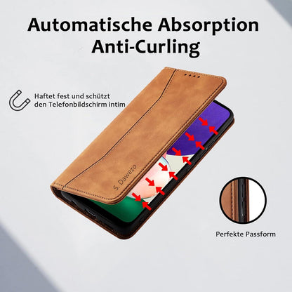 Samsung Galaxy A22 Leder Handyhülle mit Ständer und Kartenfach-Braun