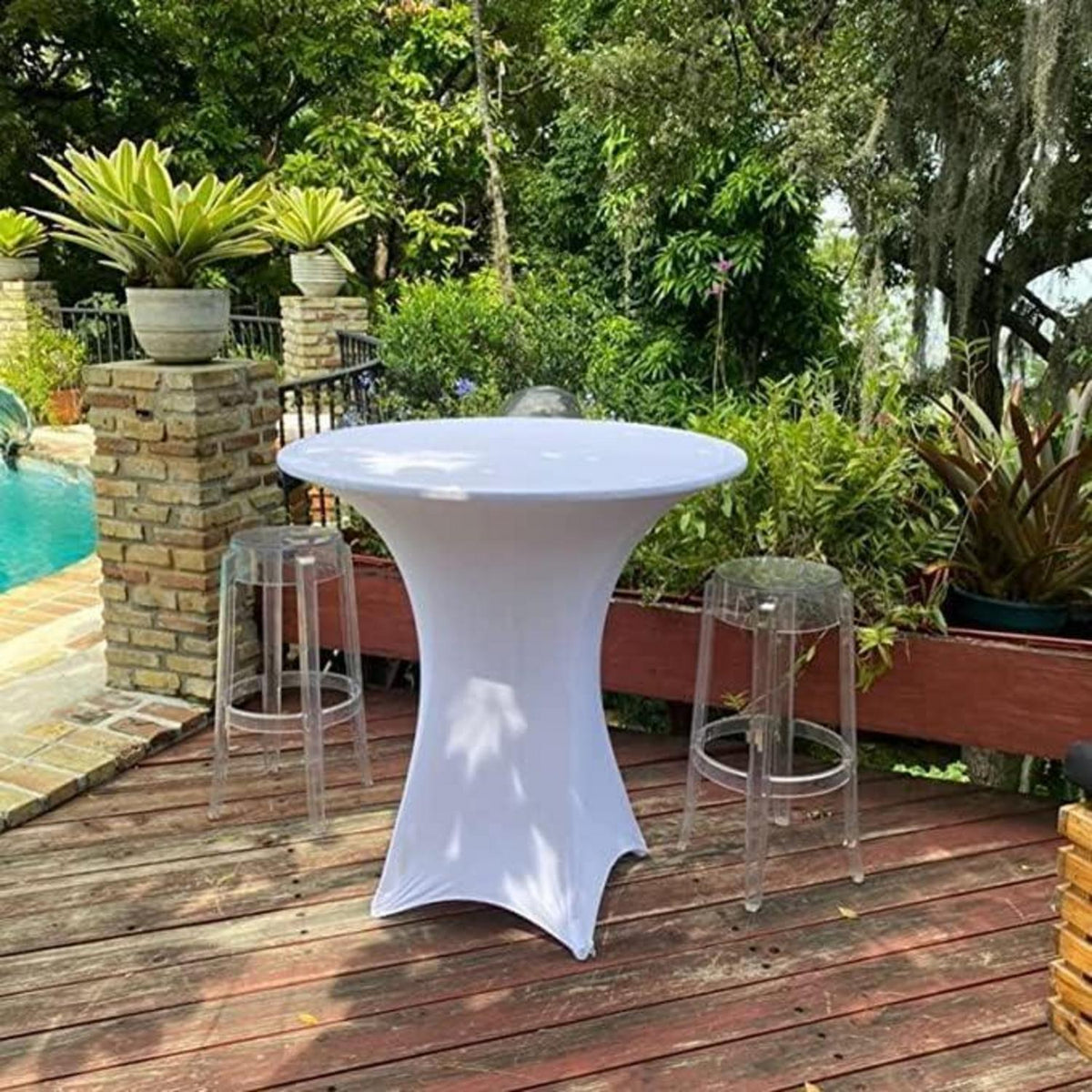 10er-Set Stehtisch Husse für Bistrotisch Ø 80-85 cm Weiß