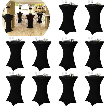 10er-Set Stretch Stehtisch Husse Ø 80-85 cm Schwarz