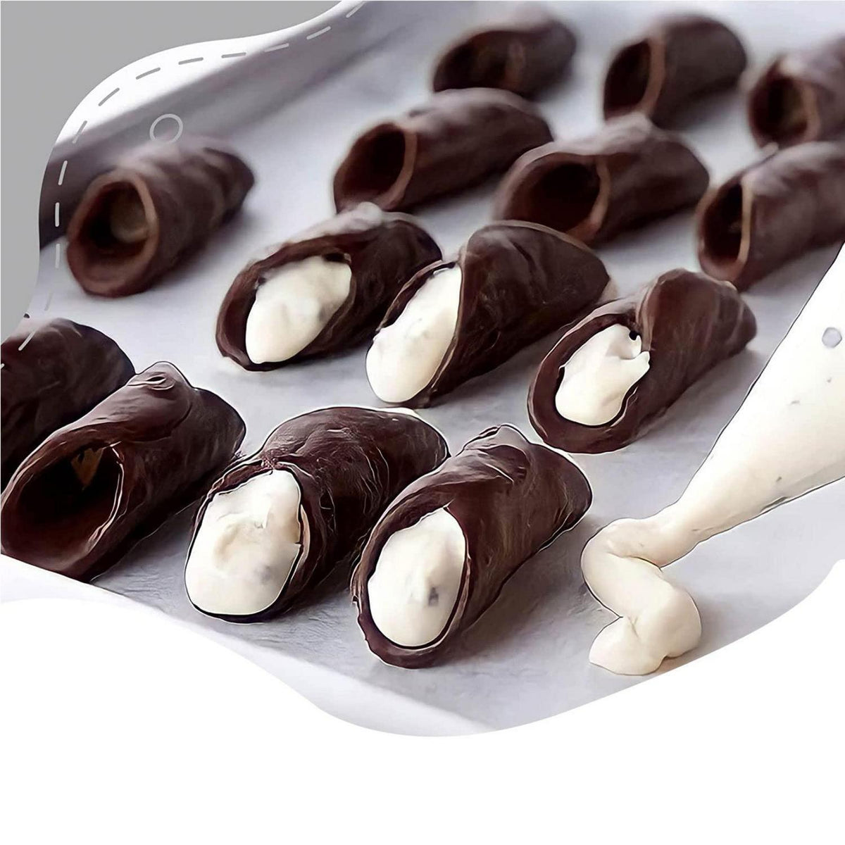 Cannoli Backform Edelstahl – 21 Stück mit Reinigungsbürste