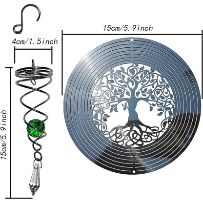3D Edelstahl Windspiel Baum des Lebens Garten Dekoration