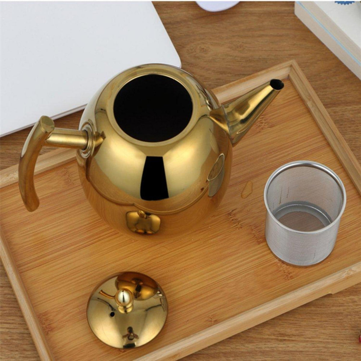 Edelstahl Teekanne 1L mit Filter – Tropffreie Kaffeekanne