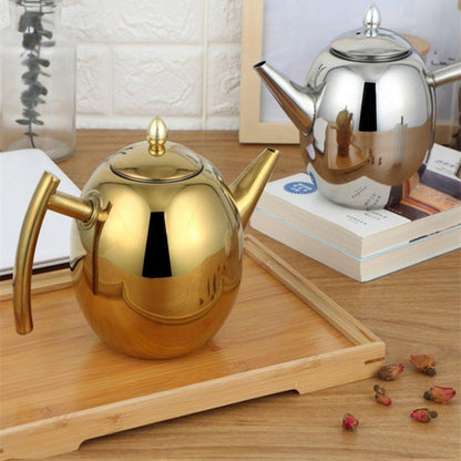 Edelstahl Teekanne 1L mit Filter – Tropffreie Kaffeekanne