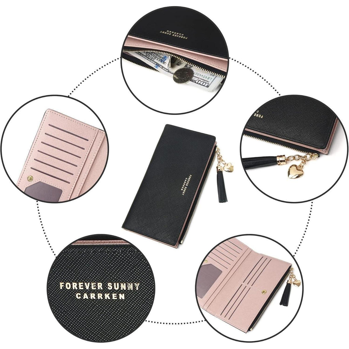 Kleine Damen Handtasche Schwarz Schultertasche mit Reißverschluss