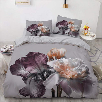 Bettwäsche-Set 135x200 cm Grau Floral Vintage Bettwäsche