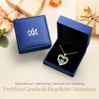 Herz Kette Damen 925 Sterling Silber Geburtsstein Halskette März