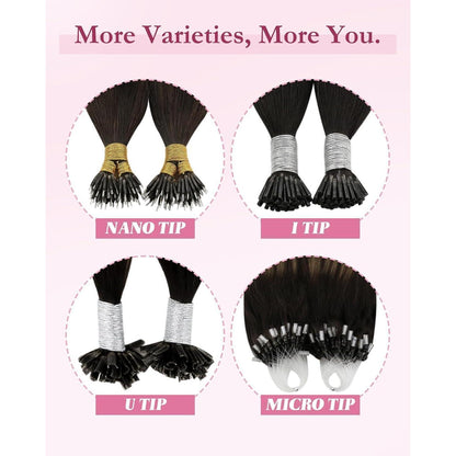 Echthaar Microring Extensions Braun 60 cm – Remy Glatt