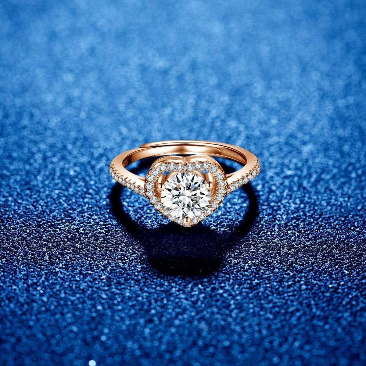 Verstellbarer Damenring 925 Sterling Silber mit Zirkonia in Roségold