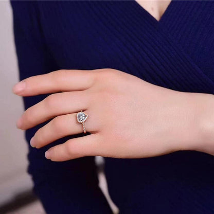 Verstellbarer Damenring 925 Sterling Silber mit Zirkonia in Roségold