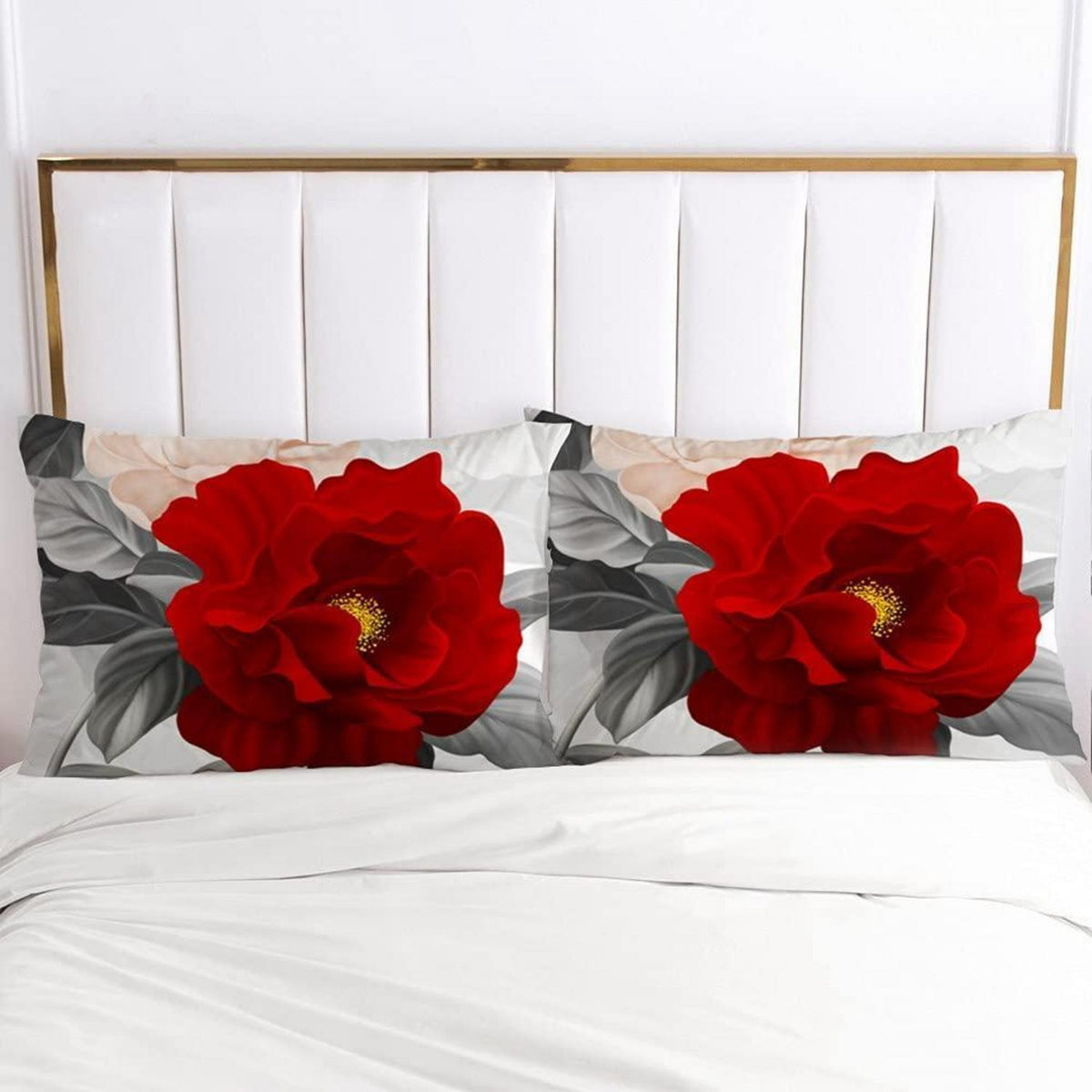 Bettwäsche-Set 135x200 cm Grau Rosen Blumen Floral Microfaser