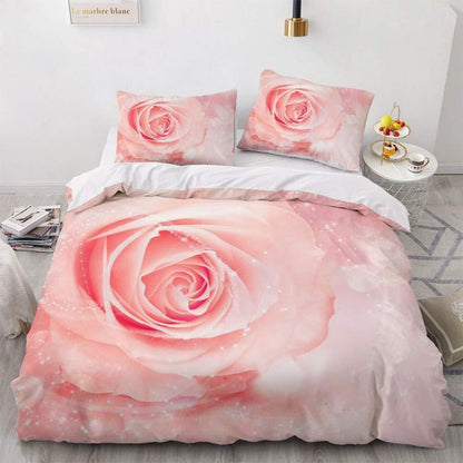 Rosa Rosen Bettwäsche-Set 135x200 cm, 4-teilig
