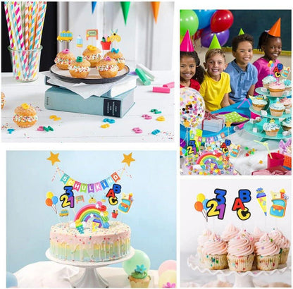 Tortendeko Einschulung Schulkind Girlande ABC 123 Zuckertüte Kuchen