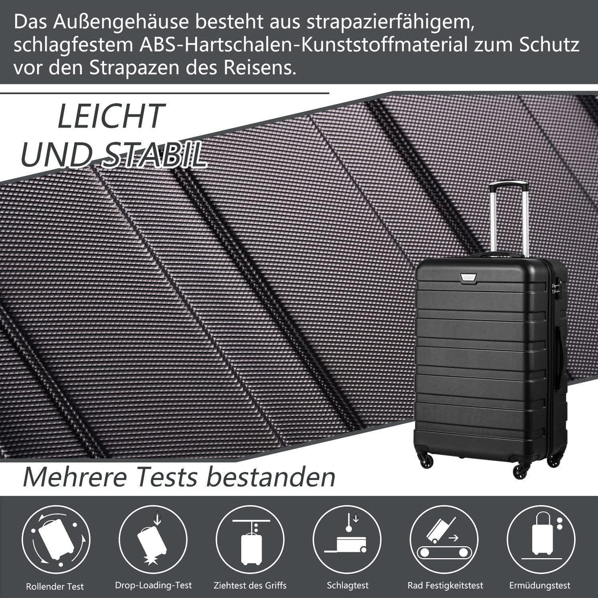 Großer Reisekoffer Hartschale Blau mit TSA-Schloss