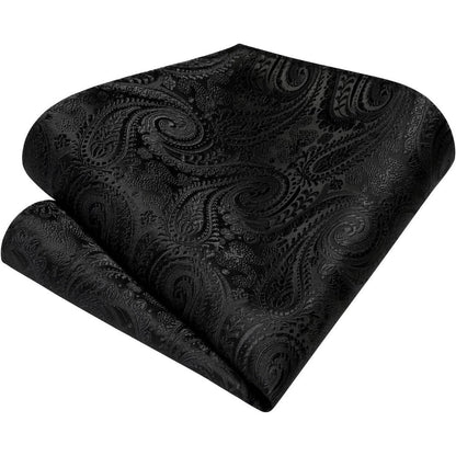 Herren Krawatten Set Paisley mit Einstecktuch & Manschettenknöpfen