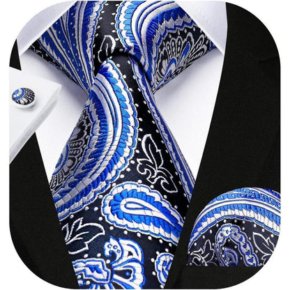 Herren Krawatte Set Paisley Blau Hochzeit Streifen Plaid