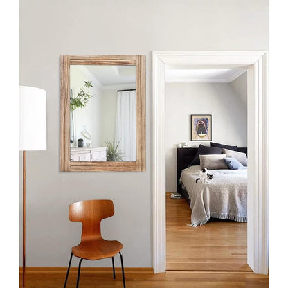 Rustikaler Wandspiegel Holzrahmen 65x45 cm – Schlafzimmer Deko