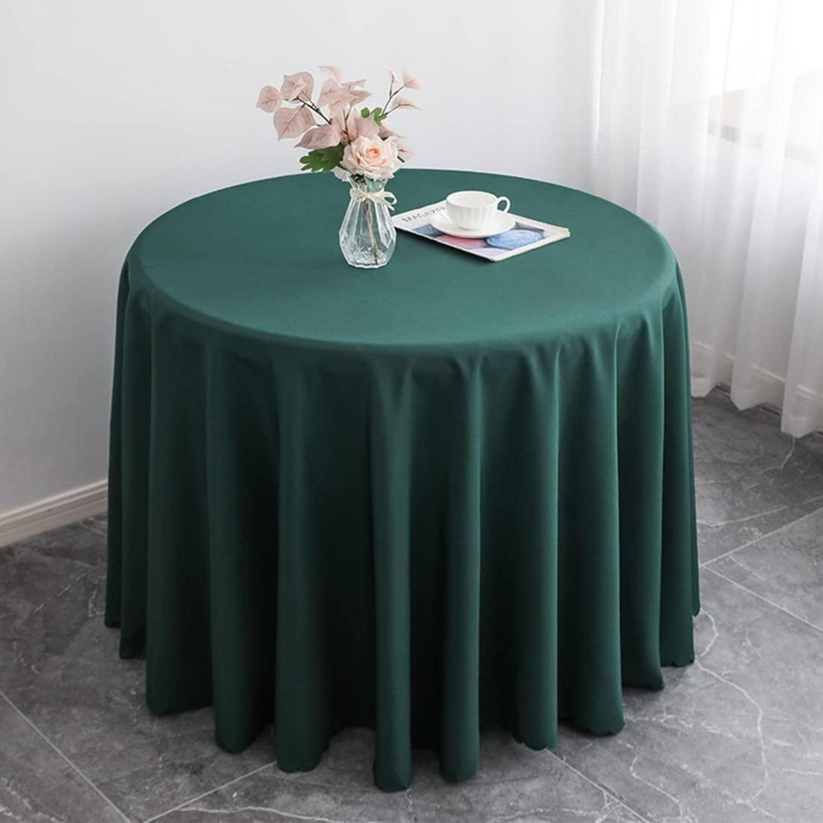 Runde Tischdecke Grün Dunkel 360cm – Tischwäsche für Küche & Party
