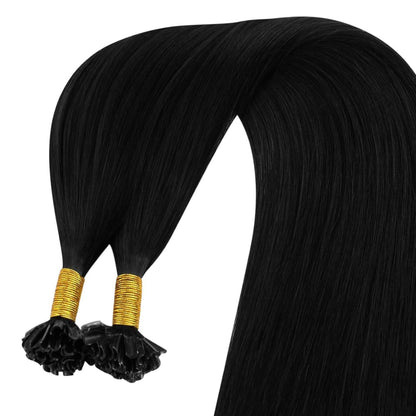 Echthaar Bonding Extensions Schwarz 50cm - Remy Keratin U-Tip