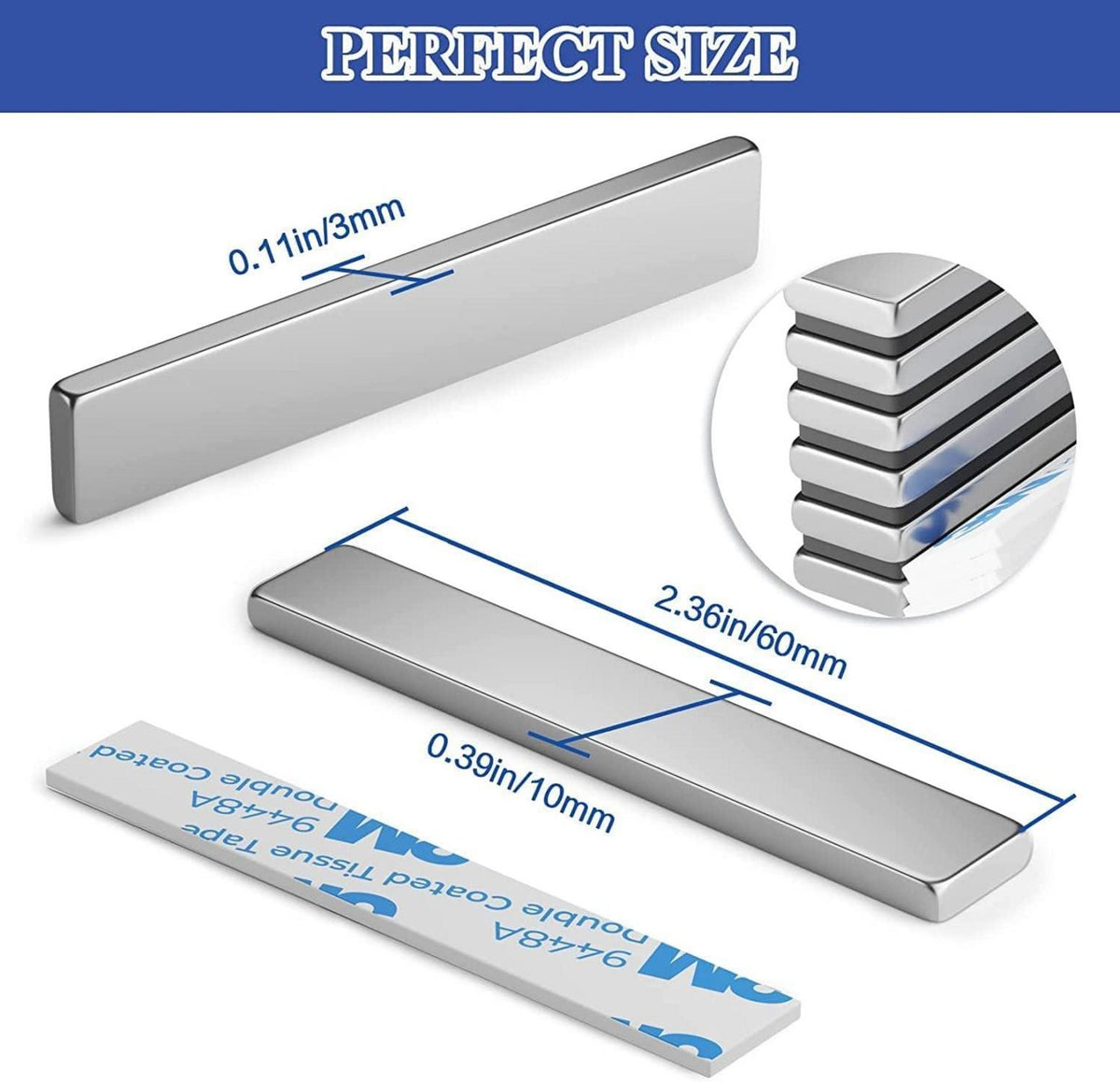 Starker Neodym Magnet 16 Stück 60x10x3mm Extra Stark mit