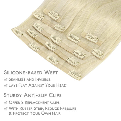 Echthaar Clip-In Extensions – Bleichblond, 55cm, 150g