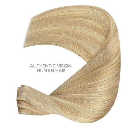 Echthaar Clip-In Extensions Hellblond Highlights 35cm