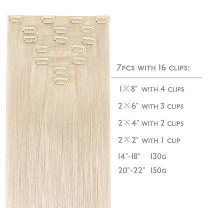 Echthaar Clip-In Extensions Platinblond 35cm 130g
