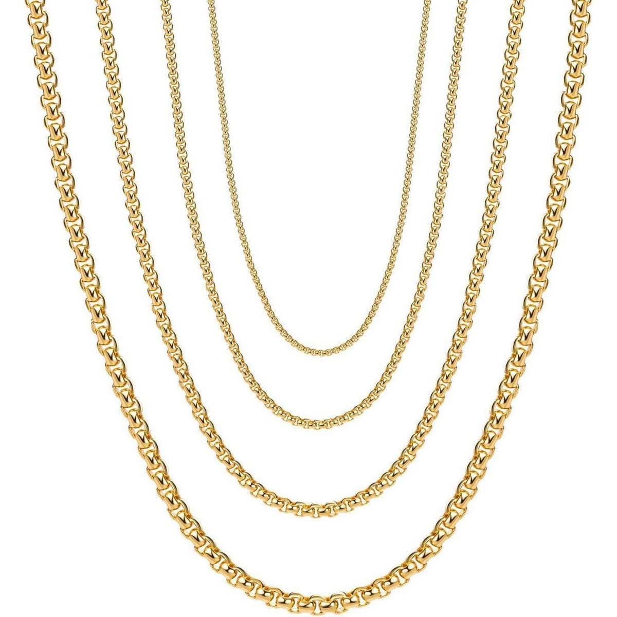 Herren Damen Edelstahl Box Kette 2-5mm, 45-80cm