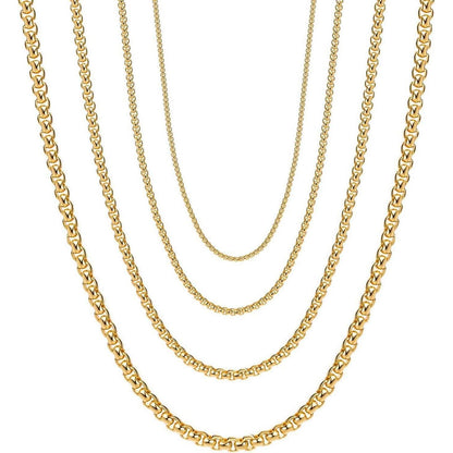 Herren Damen Edelstahl Box Kette 2-5mm, 45-80cm
