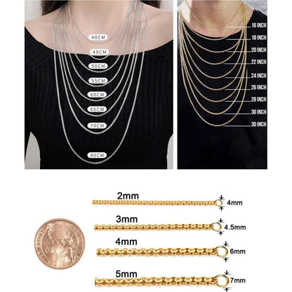 Herren Damen Edelstahl Box Kette 2-5mm, 45-80cm