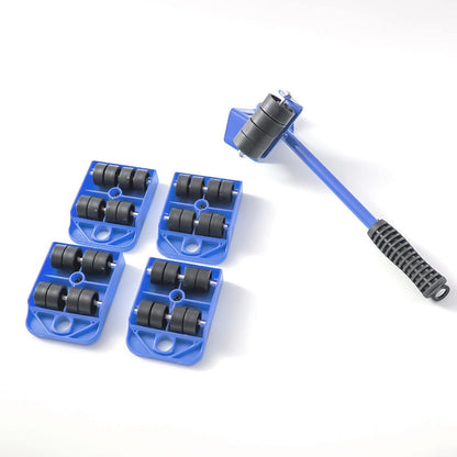 5-teiliges Möbeltransportroller Set mit Lastenheber Blau