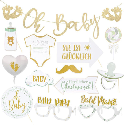 Babyparty Deko Set Oh Baby Girlande Gold 12 Babyparty Fotorequisiten