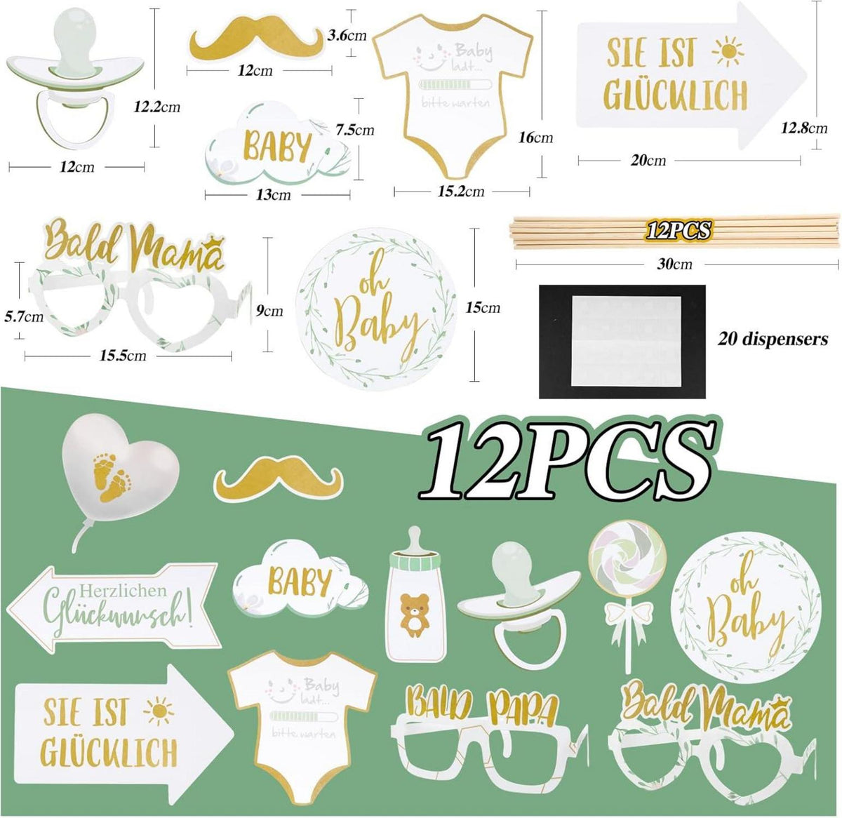 Babyparty Deko Set Oh Baby Girlande Gold 12 Babyparty Fotorequisiten