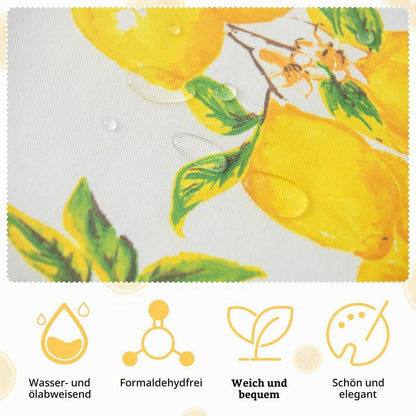 Gelbe Tischdecke Lemon Frühling Sommer | Rund 140 cm, wasserdicht
