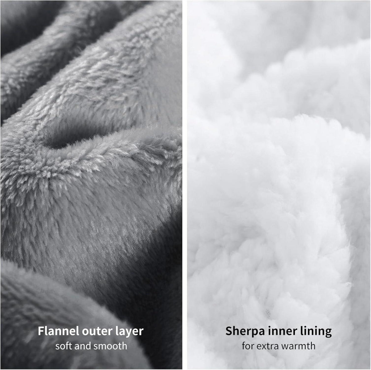 Sherpa Hoodie Decke mit Ärmeln und Kapuze, Hellgrau 130x82cm