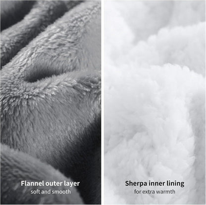 Sherpa Hoodie Decke mit Ärmeln und Kapuze, Hellgrau 130x82cm