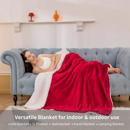 Kuscheldecke Flauschig Sherpa Rot 150x200cm Extra Warm