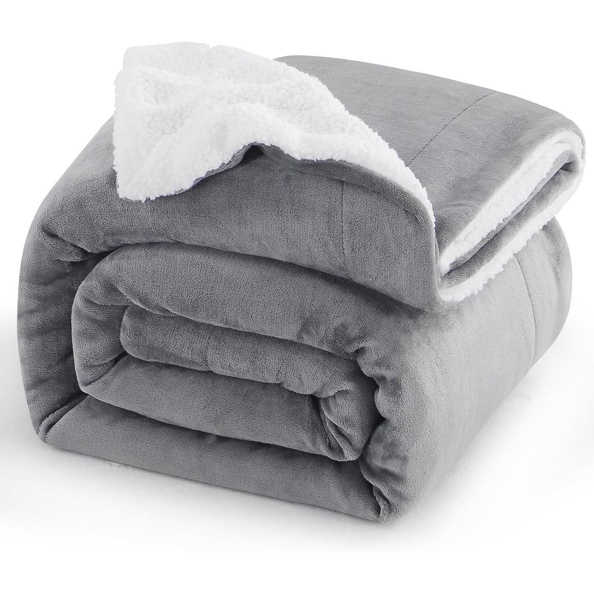 Kuscheldecke Sherpa Fleece Grau 150x200 cm XL Extra Dick