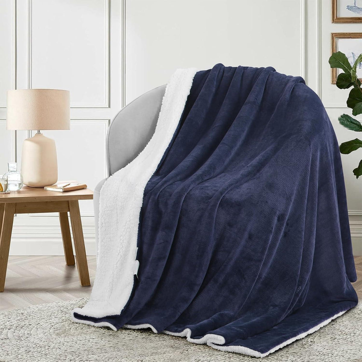 Kuscheldecke Sherpa Fleece Blau 150x200 cm Extra Warm