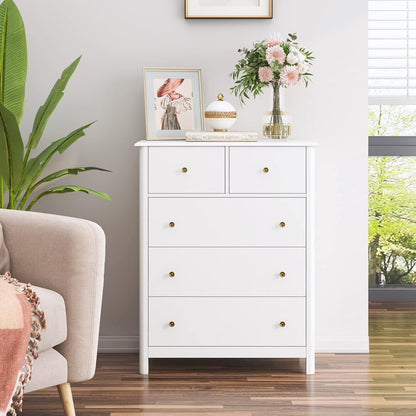 Weiße Kommode mit 5 Schubladen – Modernes Sideboard für Schlafzimmer