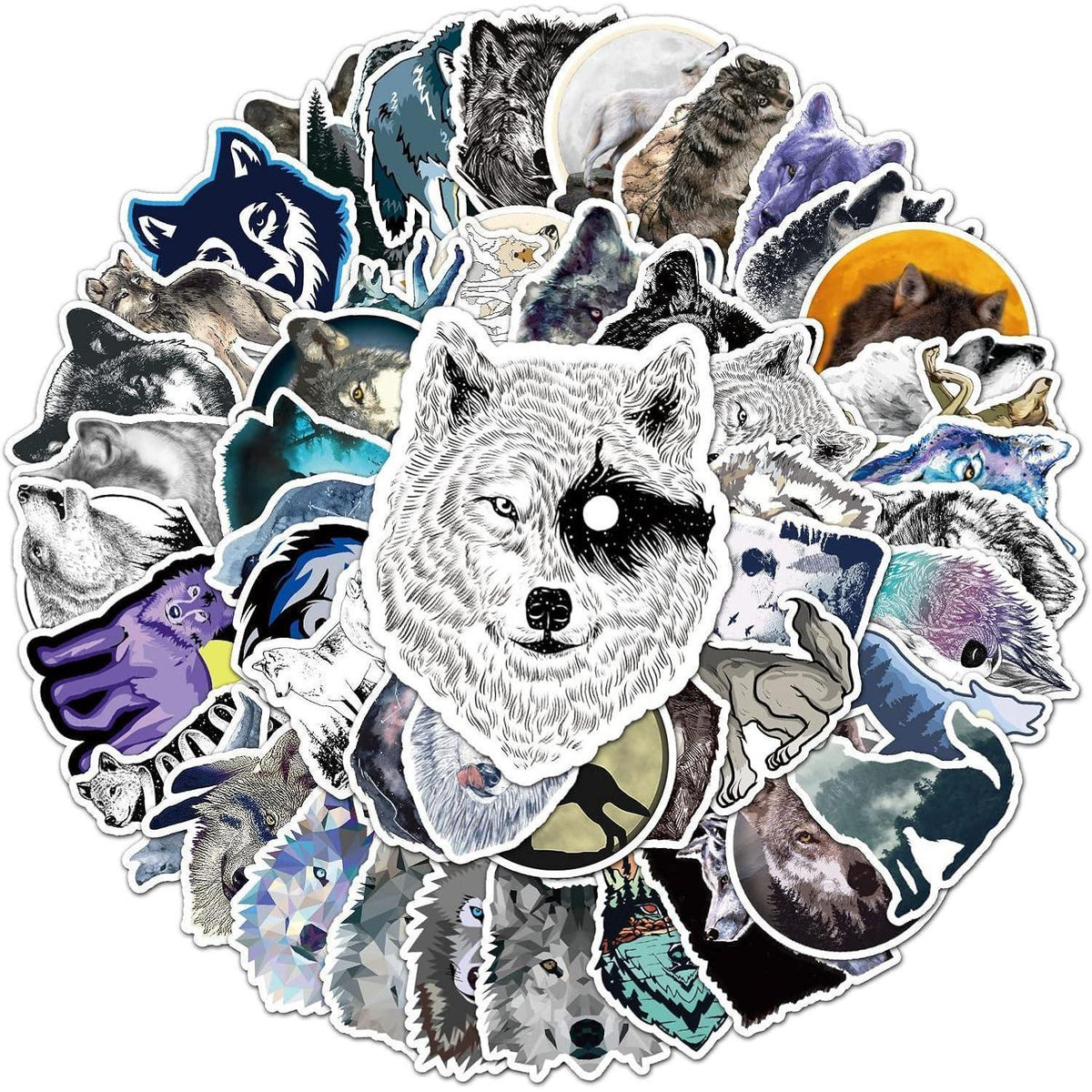 Wolf Aufkleber Set – Wasserdicht & Graffiti Design