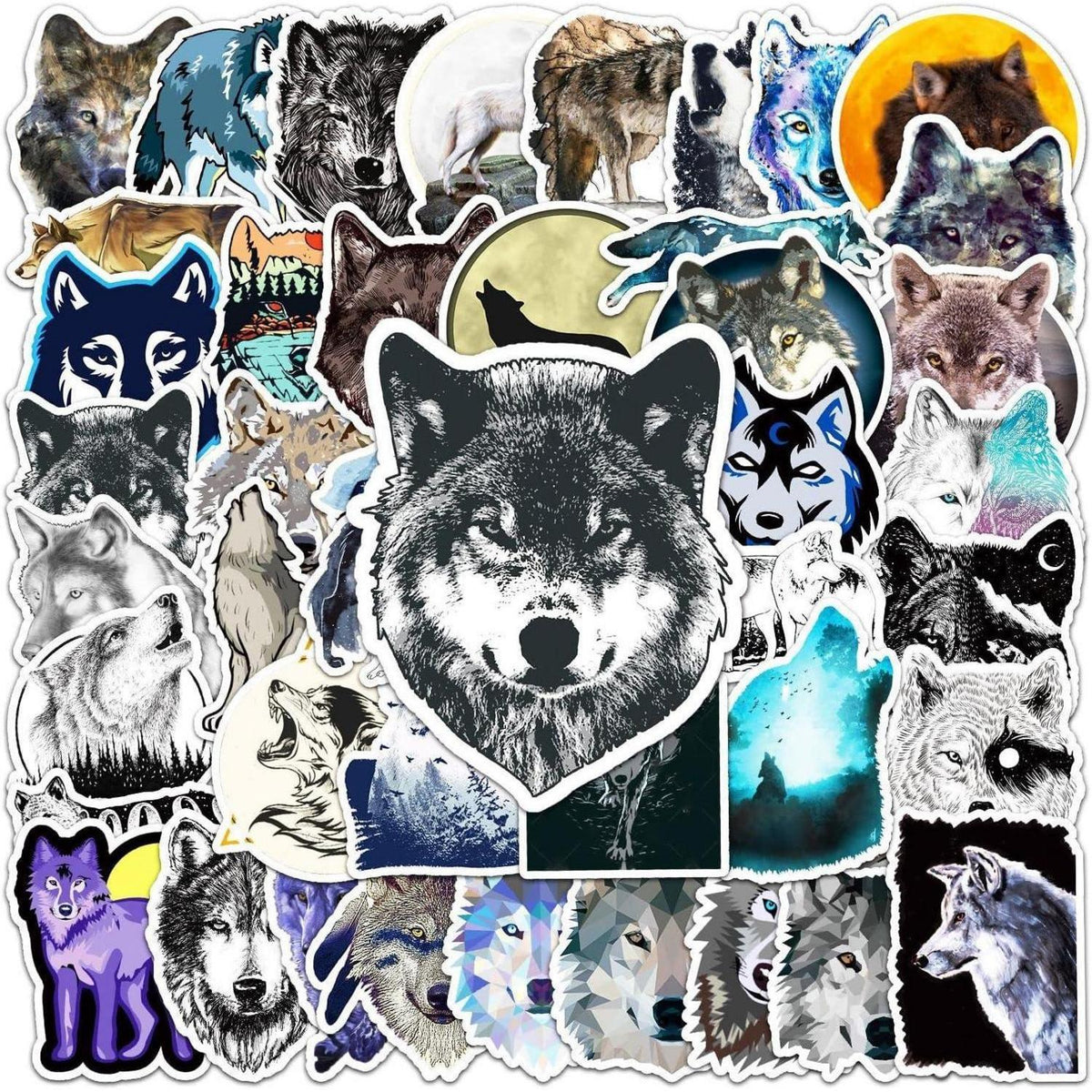 Wolf Aufkleber Set – Wasserdicht & Graffiti Design