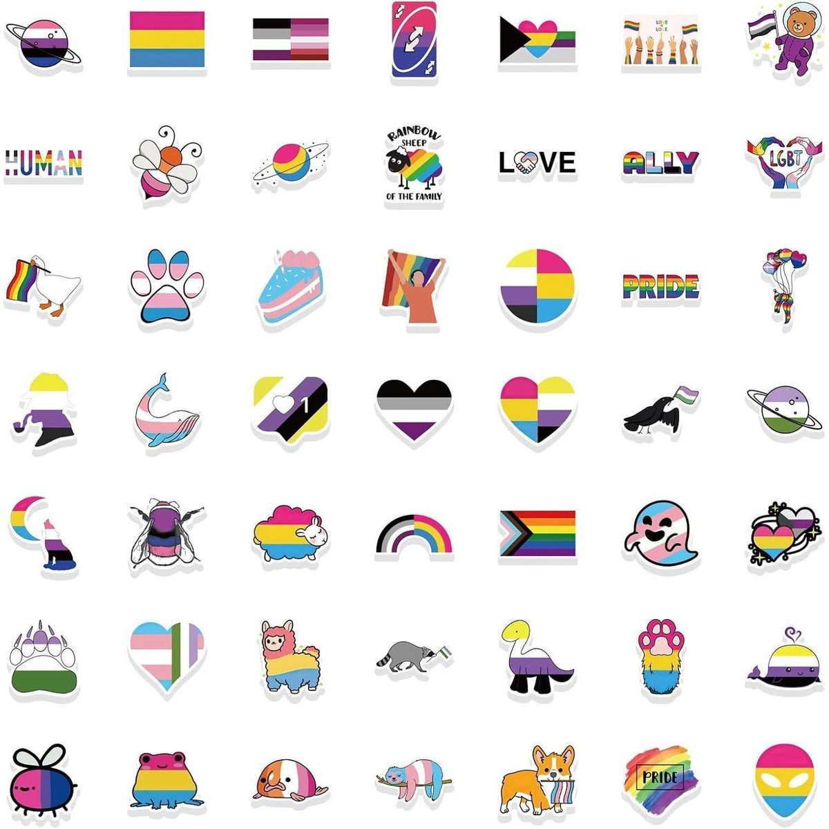 Regenbogen Aufkleber Set – Pride, LGBT, Wasserdicht & Vielfältig
