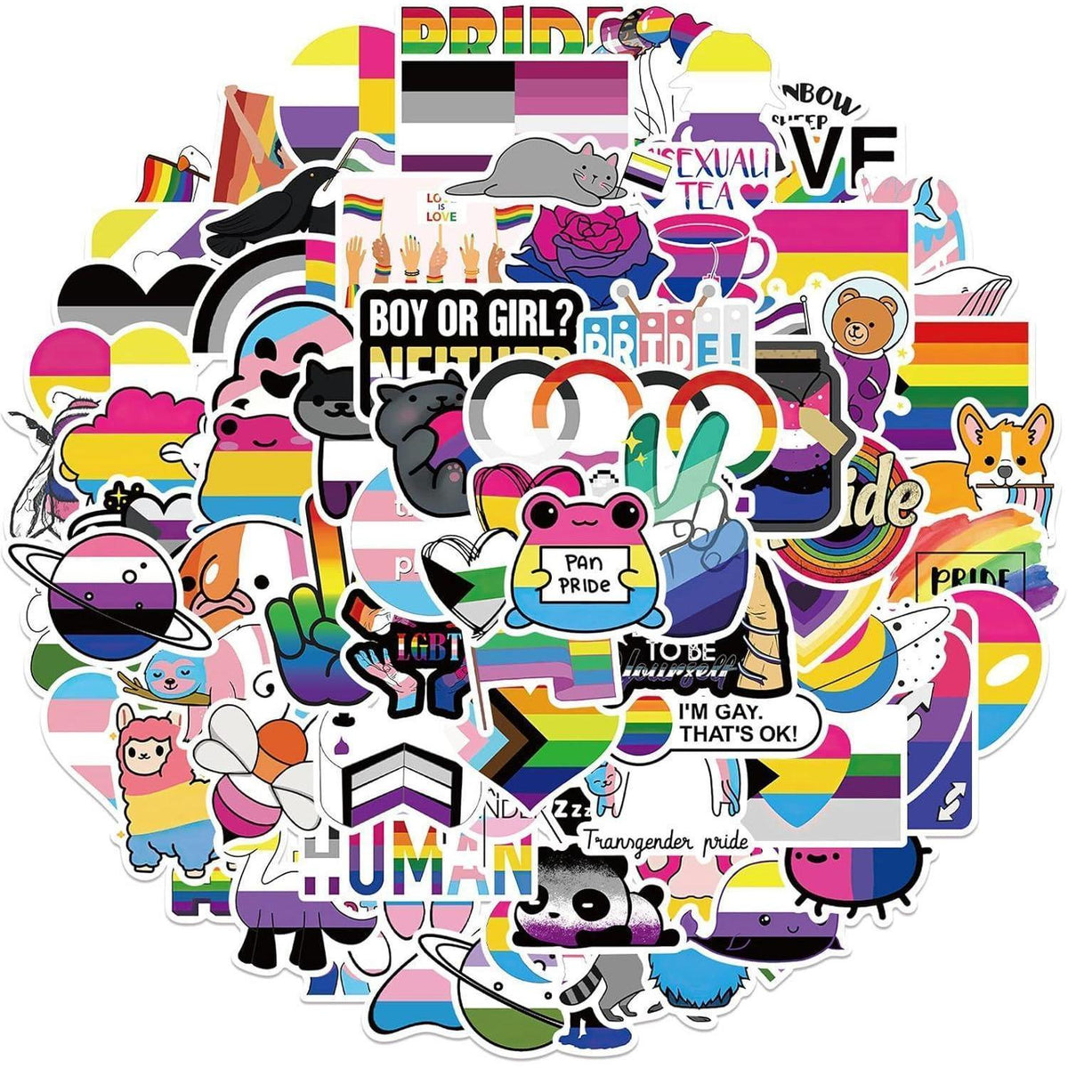 Regenbogen Aufkleber Set – Pride, LGBT, Wasserdicht & Vielfältig