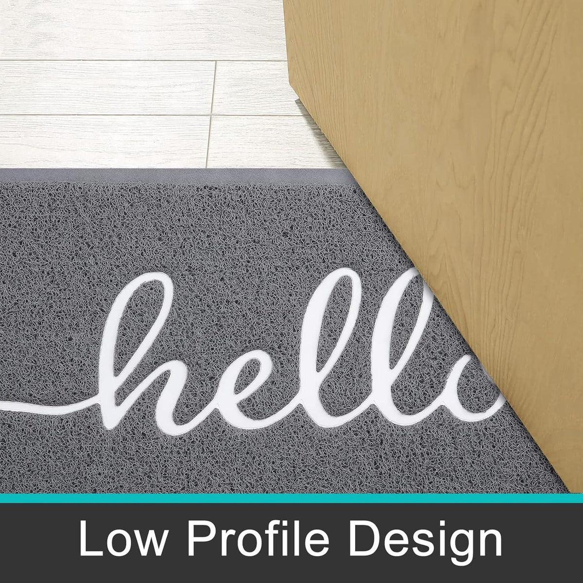 Homaxy Hello Fußmatte außen innen rutschfest waschbar Grau 40x60cm
