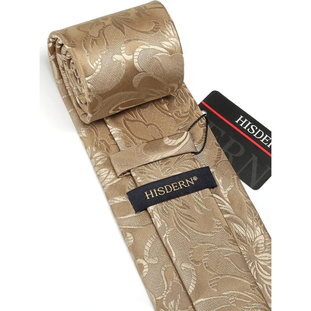 Krawatten-Set Herren Paisley Gold mit Einstecktuch für Hochzeit & Business