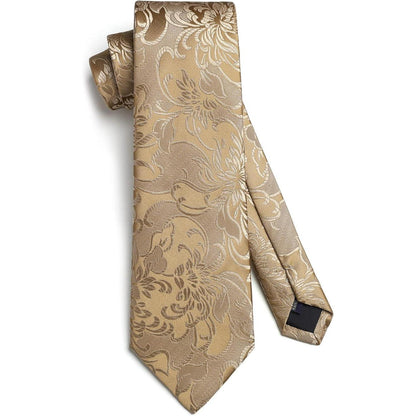 Krawatten-Set Herren Paisley Gold mit Einstecktuch für Hochzeit & Business