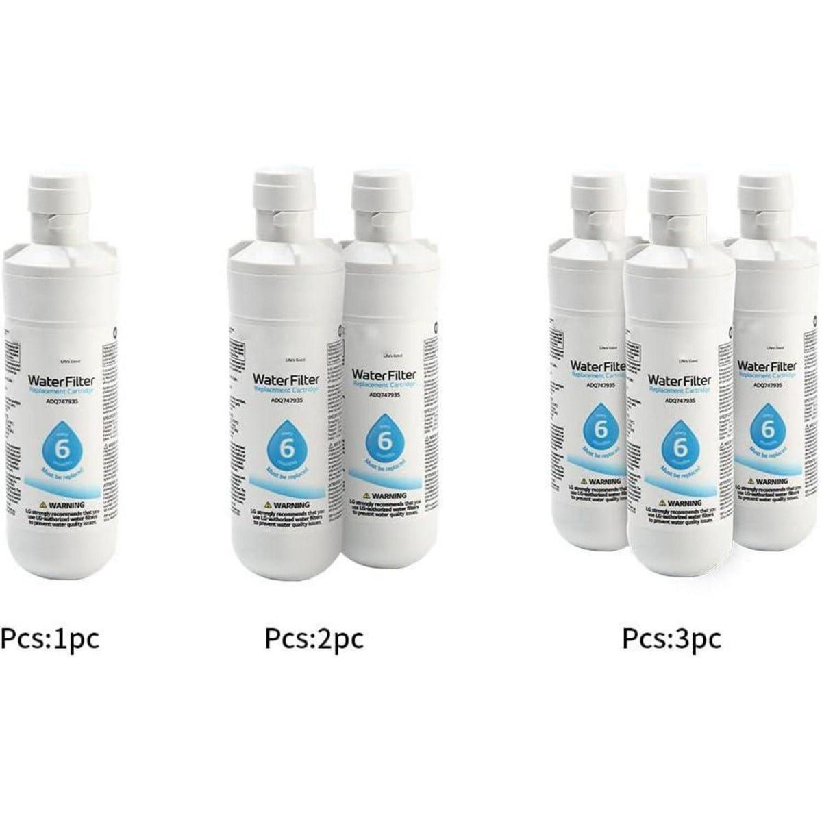 Wasserfilter 3er-Pack für Kühlschrank Französische Türen