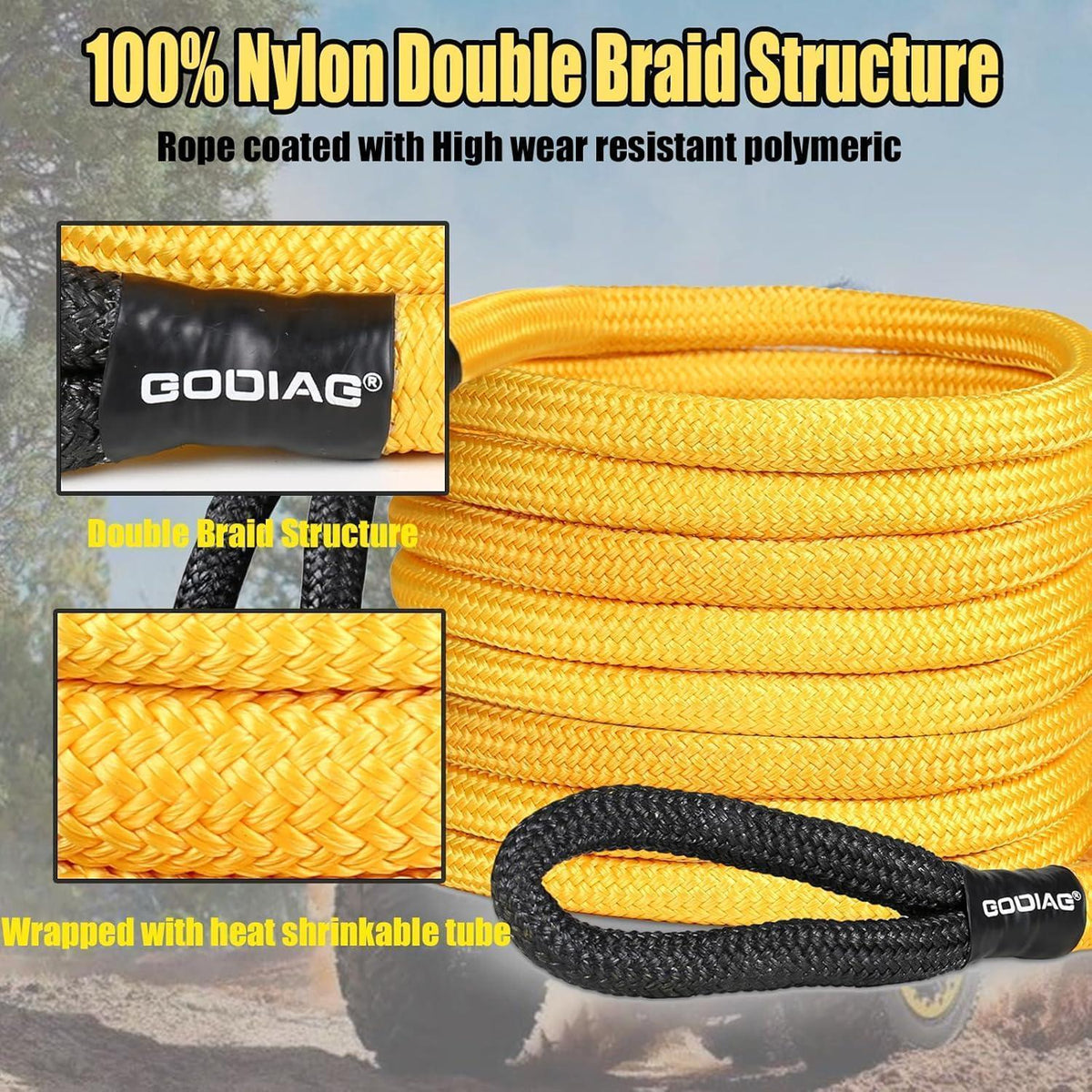 Abschleppseil 20ft (6m) mit Schäkeln – 33000 LBS Tragfähigkeit