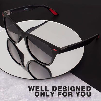 Polarisierte Sonnenbrille TR90 Retro Eckig UV400 Schutz Matt Schwarz/Grau